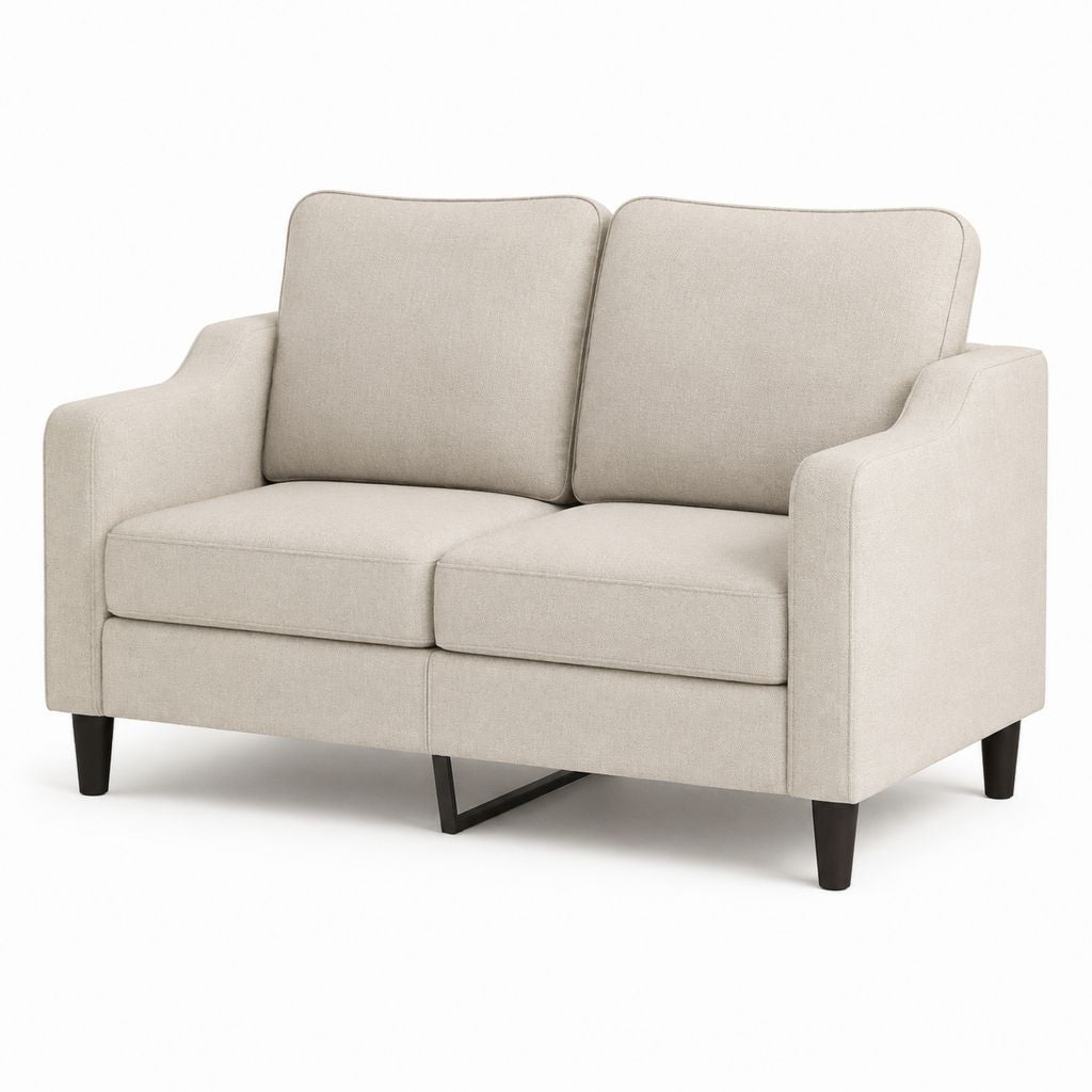 Divano 2 posti beige in poliestere rettangolare 140 x 82 x 85 cm
