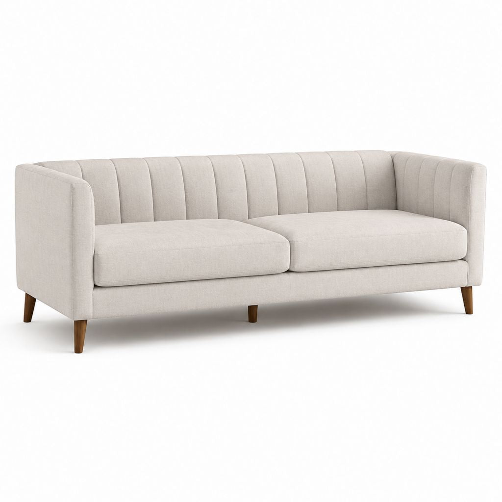 Divano 3 posti beige in poliestere rettangolare 190 x 85 x 83 cm