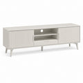 Mobile TV bianco in MDF rettangolare con 2 ante 1 cassetto e ripiani 160 x 40 x 60 cm