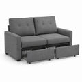 Divano 2 posti con 2 cassetti grigio scuro in poliestere 152 x 82 x 86 cm