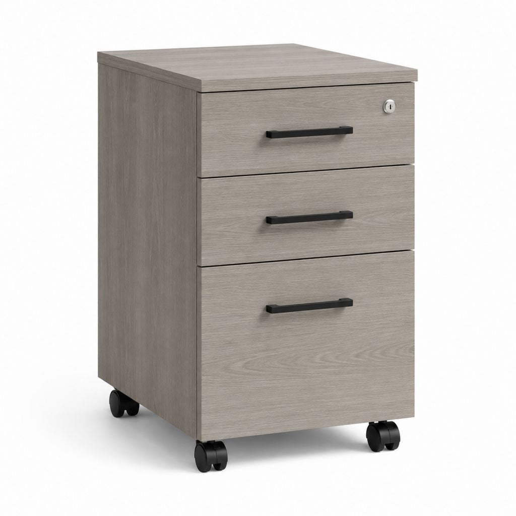 Cassettiera da ufficio con ruote grigio rovere in pannello truciolare melaminico 40 x 50 x 60 cm