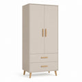 Armadio guardaroba 2 ante con 2 cassetti beige in pannello truciolare rettangolare 80 x 50 x 180 cm