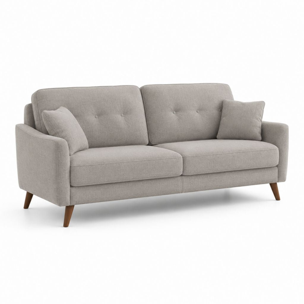 Divano 2 posti grigio in poliestere con piedi in legno massello 190 x 85 x 86 cm