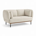 Divano 2 posti beige in poliestere con braccioli arrotondati 160 x 88 x 82 cm