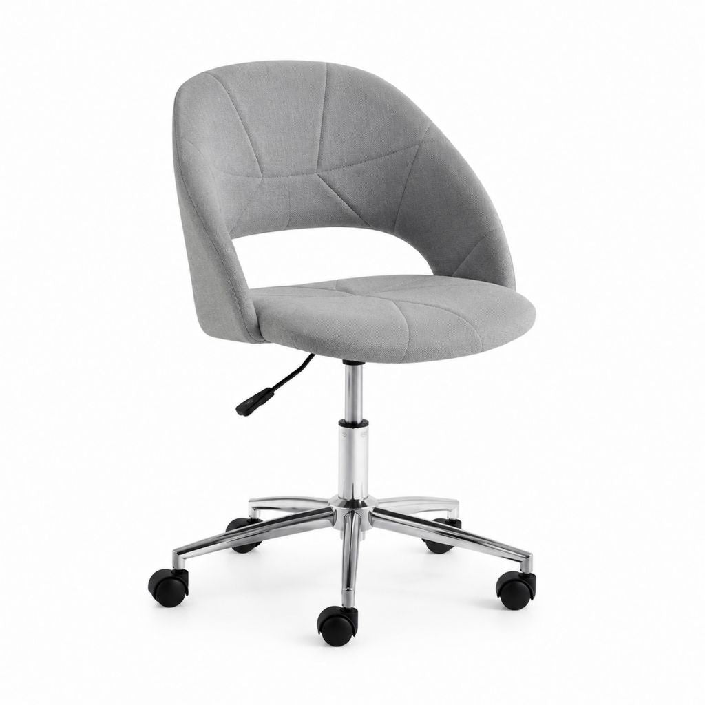Sedia da ufficio girevole grigia in poliestere con base a 5 razze 58 x 60 x 80-90 cm