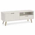 Mobile TV bianco in MDF rettangolare con anta scorrevole cassetto vano aperto e foro passacavi 120 x 40 x 55 cm
