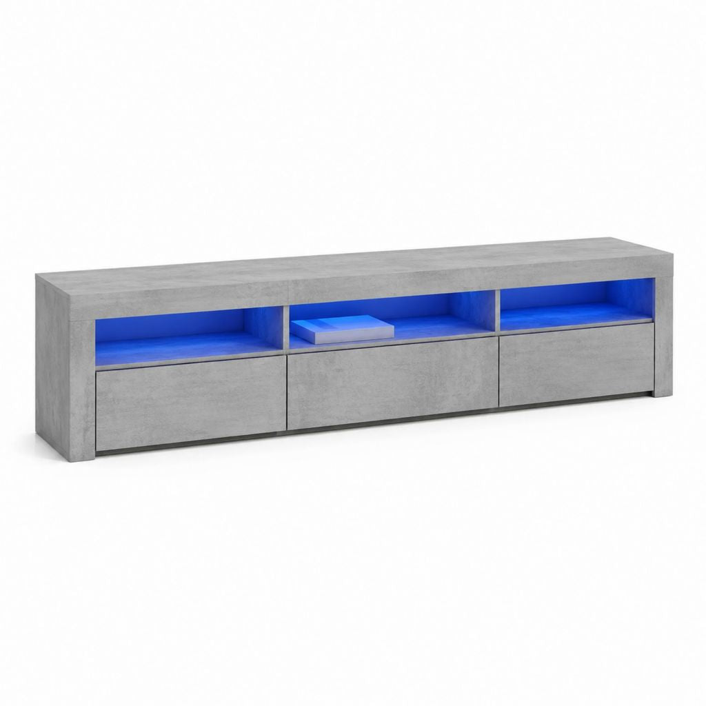 Mobile TV con LED grigio cemento in MDF rettangolare 180 x 40 x 50 cm