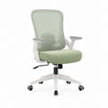 Sedia da ufficio girevole verde chiaro in rete di poliestere con schienale alto e braccioli 62 x 62 x 94-104 cm