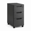 Cassettiera ufficio a 3 cassetti con serratura nera in acciaio e MDF rettangolare 40 x 50 x 65 cm