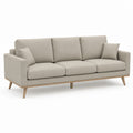 Divano 3 posti beige in poliestere con struttura in legno massello rettangolare 220 x 90 x 85 cm