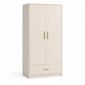 Armadio guardaroba a 2 ante con cassetto beige in pannello truciolare 80 x 52 x 180 cm